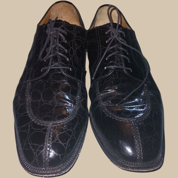 Magnanni Alligator Men's Oxford Shoes Size 9 Black Exotic Leather Lace Up SPAIN - Picture 3 of 8